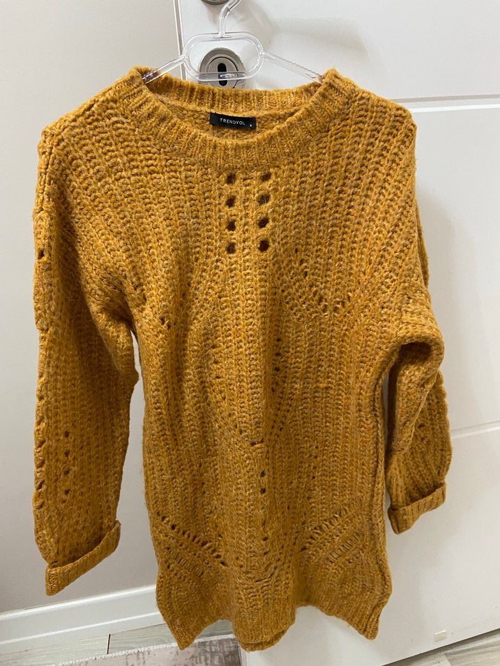 Pembe Bohem Örgü Kadın Kazak - Görsel 3