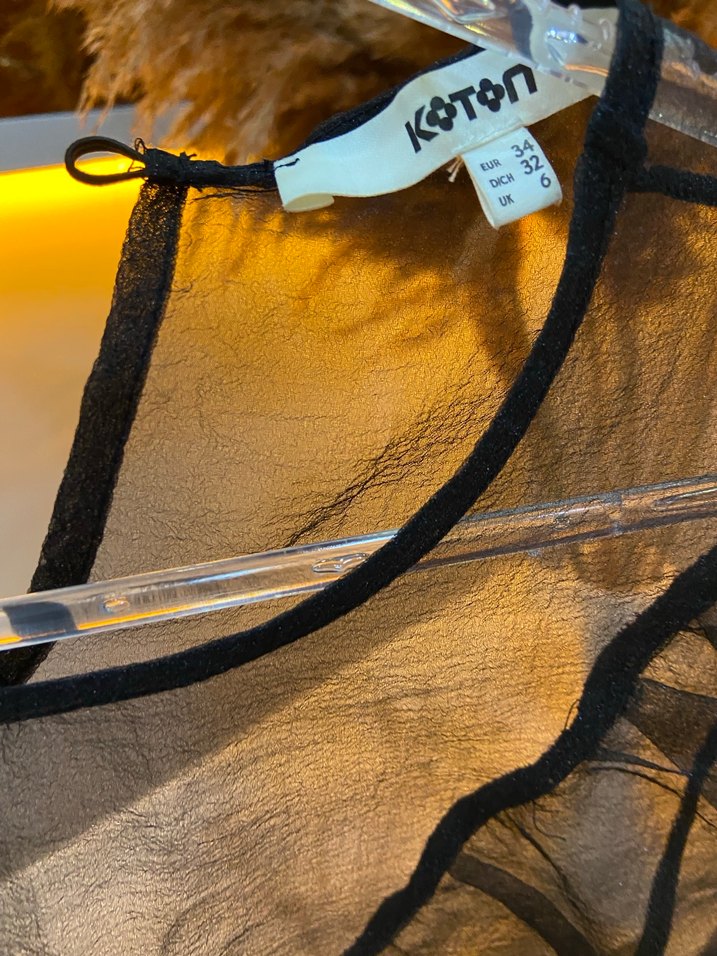 Siyah Transparan V Yaka Kadın Bluz - Görsel 4