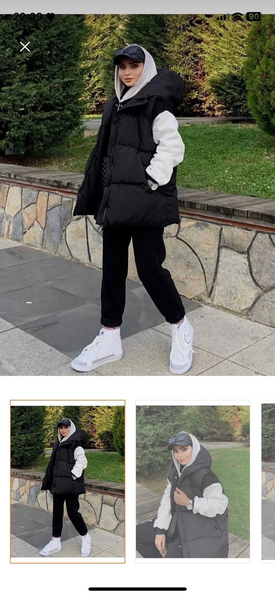 Siyah Kapüşonlu Puff Yelek - Görsel 3