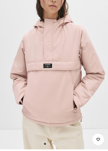 Pembe Kapüşonlu Rahat Kesim Kadın Ceket - Görsel 2