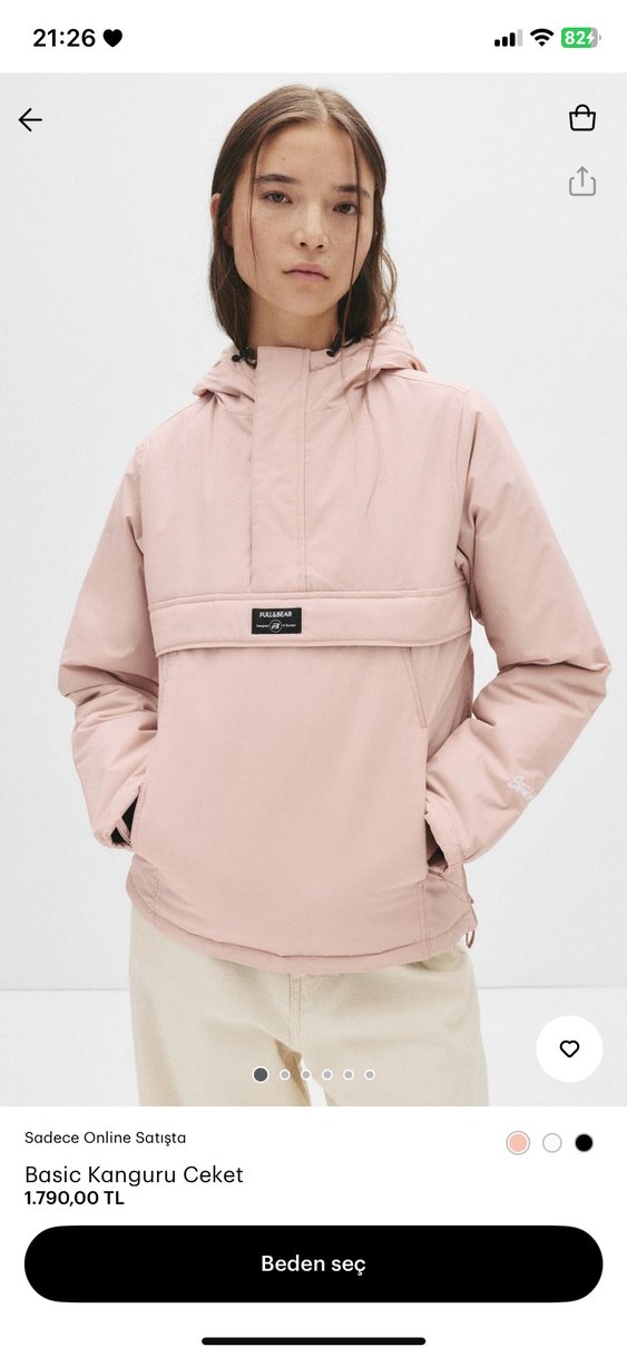 Pembe Kapüşonlu Rahat Kesim Kadın Ceket - Görsel 2