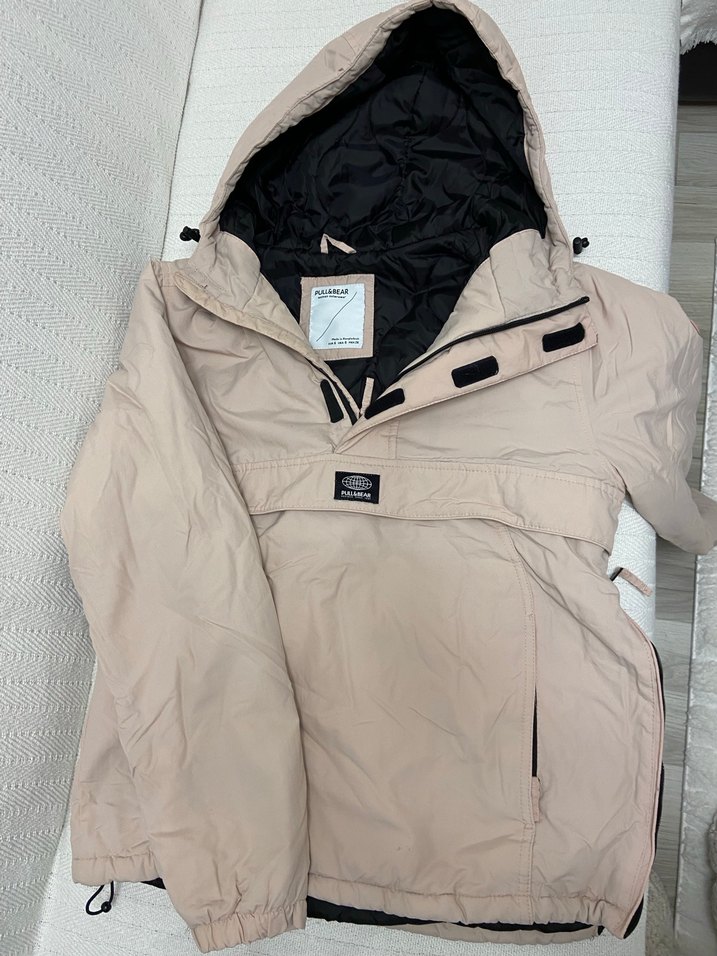 Pembe Kapüşonlu Rahat Kesim Kadın Ceket - Görsel 5