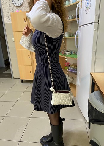 Zincir Detaylı Beyaz Kareli Kadın Çanta - Görsel 2