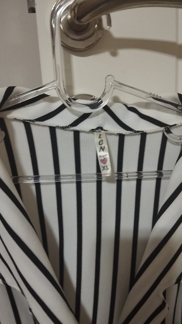 Çizgili Beyaz Kuşaklı Ofis  ceket - Görsel 3