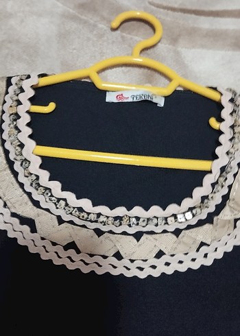 Siyah Nakışlı Uzun Triko Elbise - Görsel 2