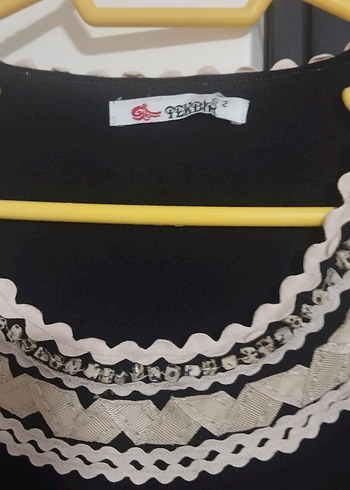 Siyah Nakışlı Uzun Triko Elbise - Görsel 6