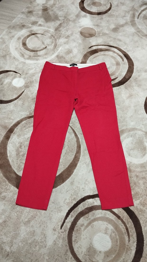 Kadın kırmızı mango marka pantolon Ofis Şıklığı - Görsel 4