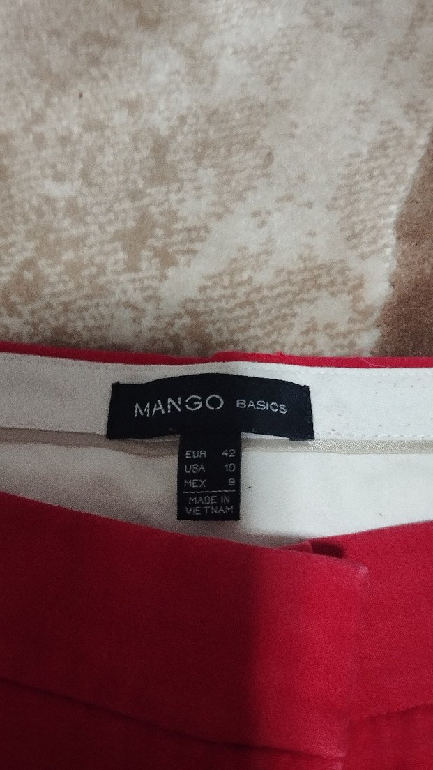 Kadın kırmızı mango marka pantolon Ofis Şıklığı - Görsel 3