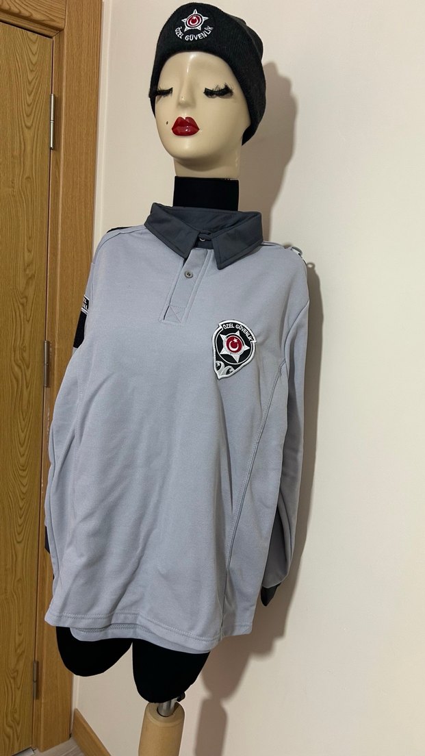 Özel güvenlik yeni sıfır Gri Uzun Kollu Polo Tişört - Görsel 2