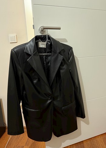 Kadın Siyah Midi Deri Ceket Juste Store - Görsel 3