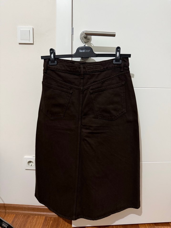Kahverengi Midi Kot Etek Zara - Görsel 3