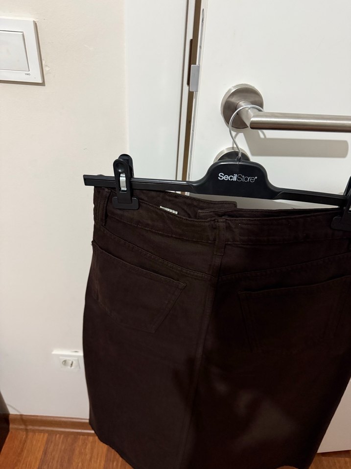 Kahverengi Midi Kot Etek Zara - Görsel 4