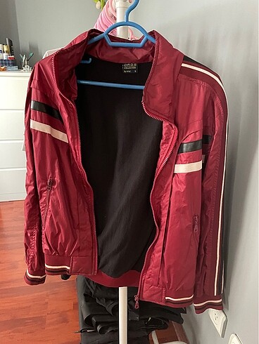 Vintage Kırmızı Renk Bomber Ceket