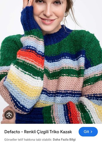 Renkli Çizgili Kısa Triko Kazak - Görsel 2