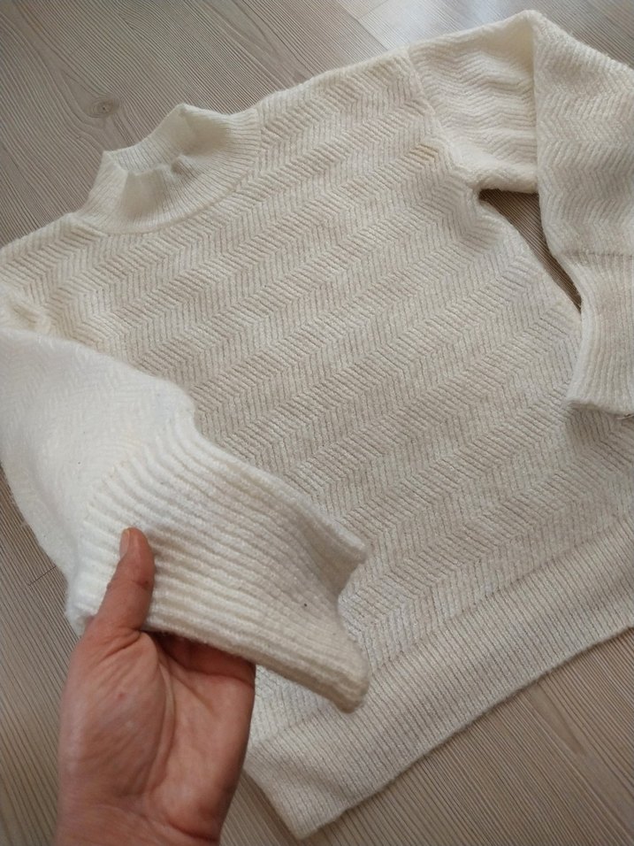 Kadın Gri Triko Balıkçı Yaka Kazak - Görsel 2