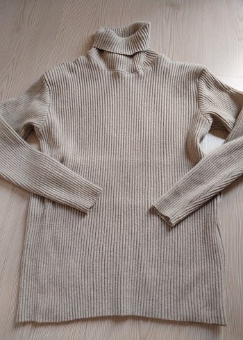 Gri Kadın Boğazlı Triko Kazak - Görsel 2