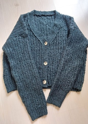 Kısa Örgü Kadın Hırka - Görsel 3