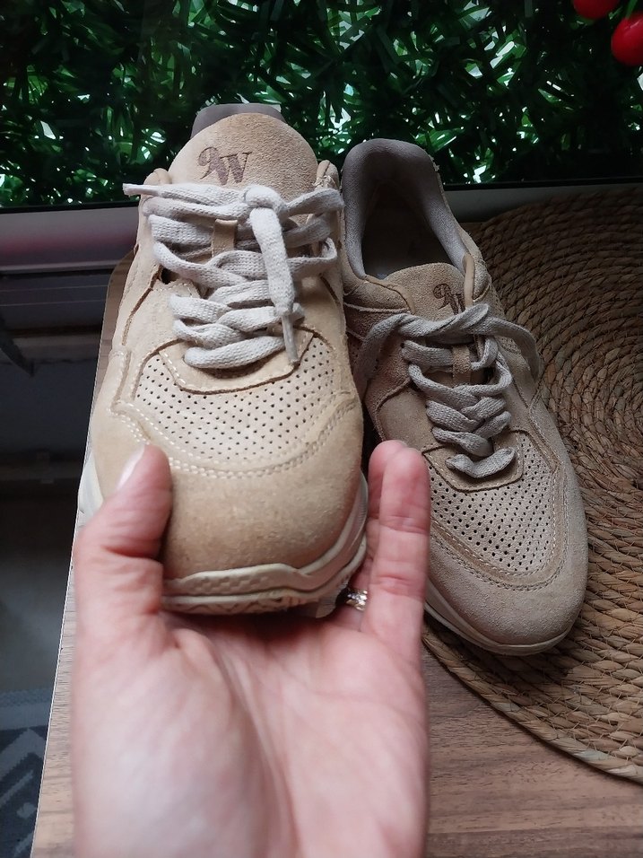 Bej Süet Kadın Spor Ayakkabı Platform Topuklu - Görsel 4