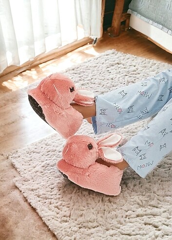 40 Beden pembe Renk Yeni Sezon Tavşan Panduf