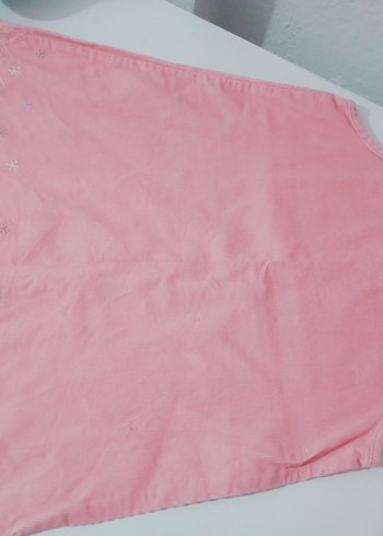 Pembe Kız Çocuk V Yaka Düğmeli Elbise