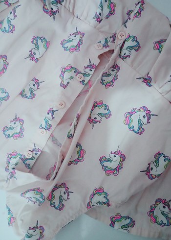 LC Waikiki Pembe Unicorn Baskılı Kız Elbisesi