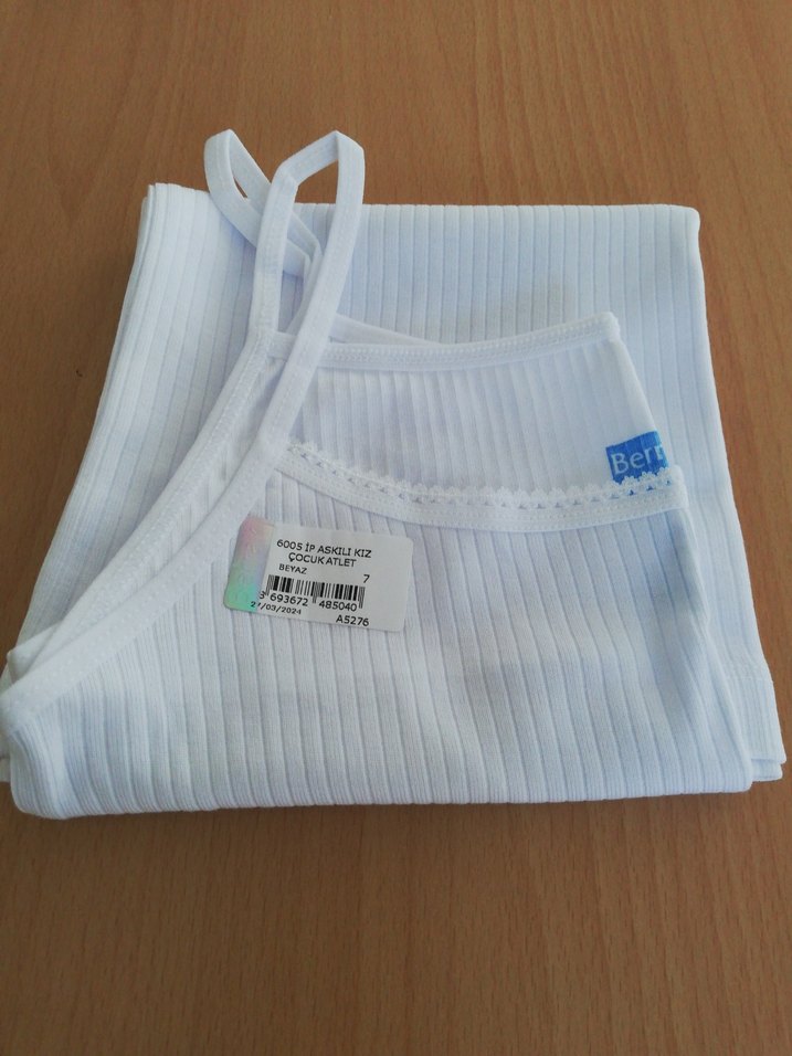 Beyaz Kız Çocuk İnce Askılı Atlet - Görsel 2