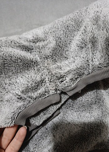 Kız Çocuk Gri Uzun Kollu Peluş Sweatshirt - Görsel 3