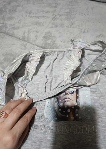 Gri Kız Çocuk Renkli Baskılı Askısız Tişört - Görsel 5