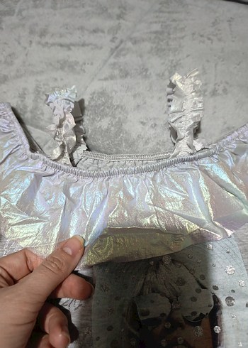 Gri Kız Çocuk Renkli Baskılı Askısız Tişört - Görsel 3