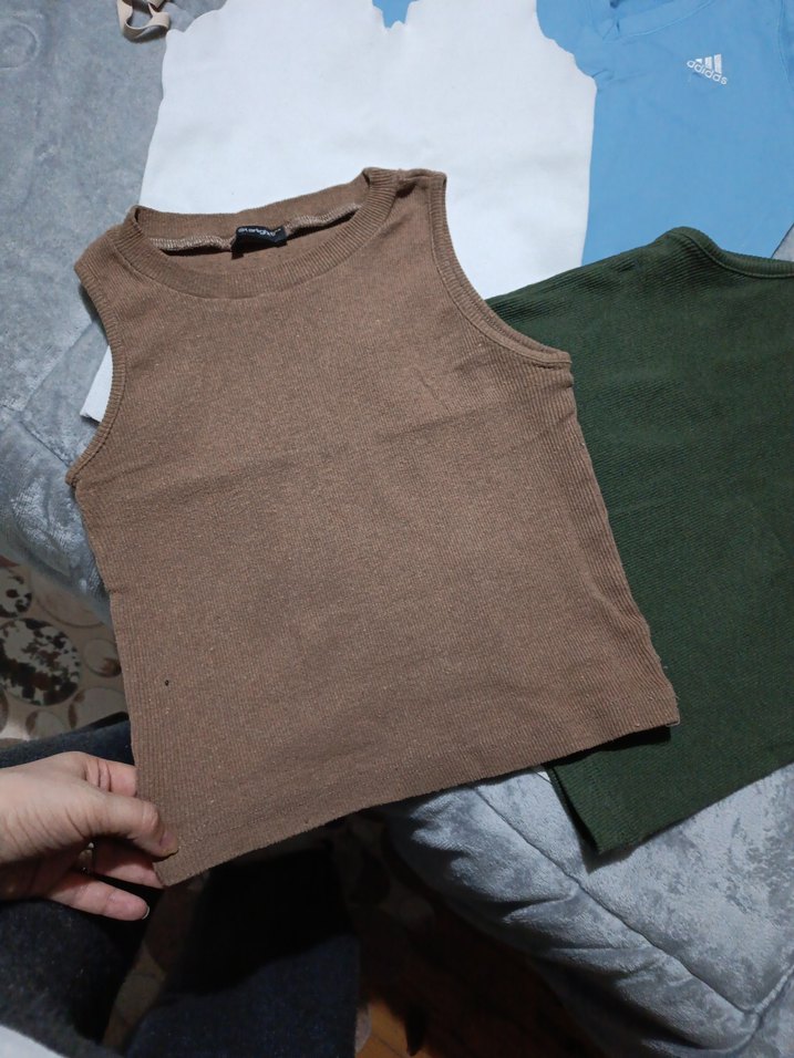 Kahverengi Kadın Atlet, Yüksek Yakalı, Pamuk - Görsel 3