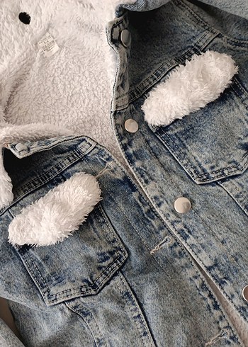 Kız Çocuk kot mont - Görsel 6