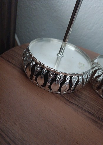 Kristal Toplu Gri ve Bej Mumluk Seti - Görsel 4