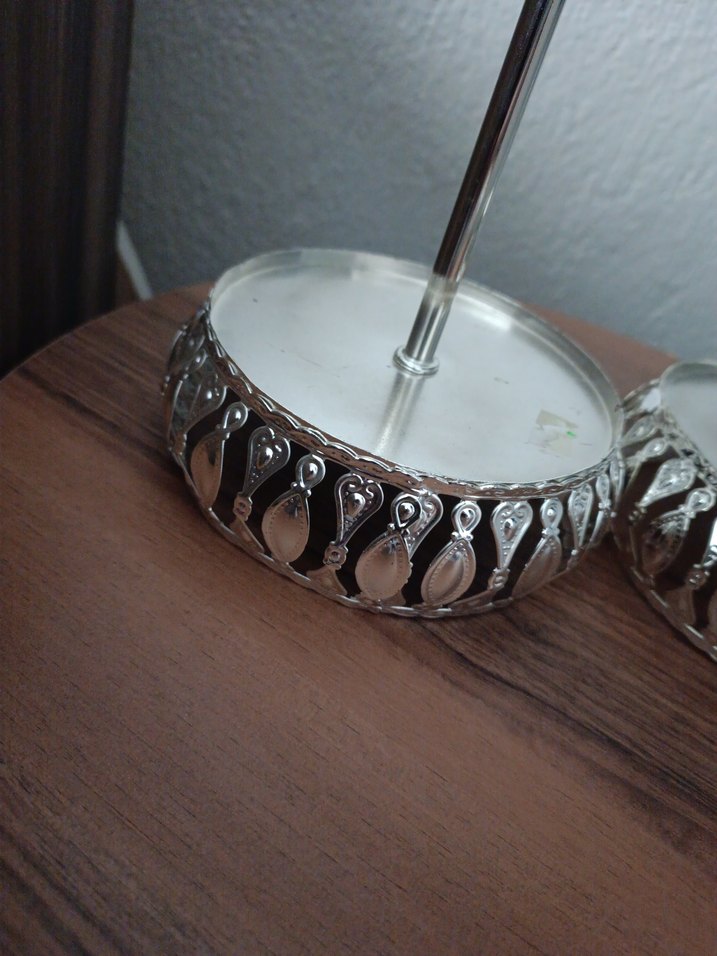 Kristal Toplu Gri ve Bej Mumluk Seti - Görsel 4