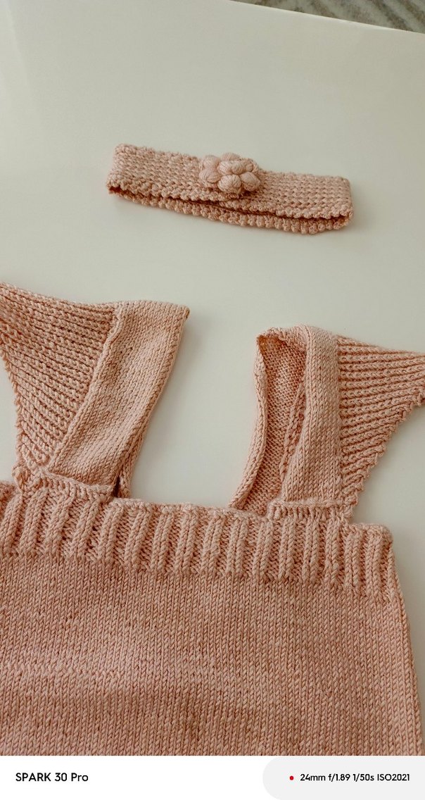 pudra Örgü Kız Bebek Tulum - Görsel 3