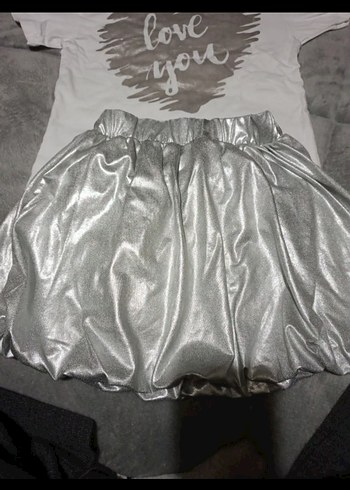 Gri Renkli Kız Çocuk Fırfırlı Etek - Görsel 3