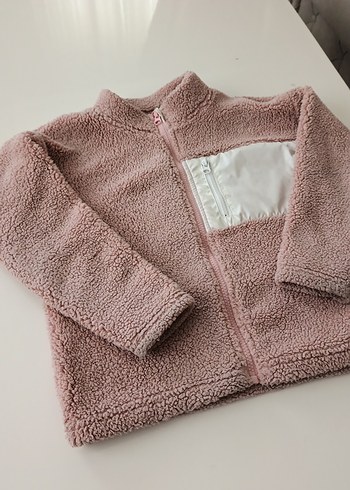Kız Çocuk Pembe Fermuarlı Polar Ceket - Görsel 2