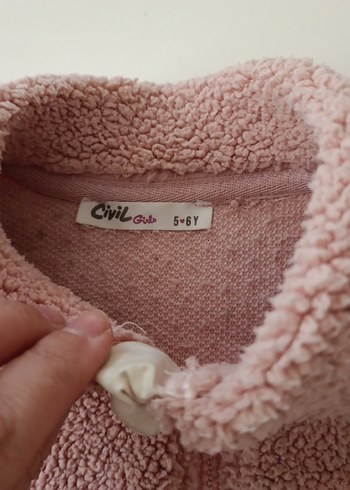 Kız Çocuk Pembe Fermuarlı Polar Ceket - Görsel 4