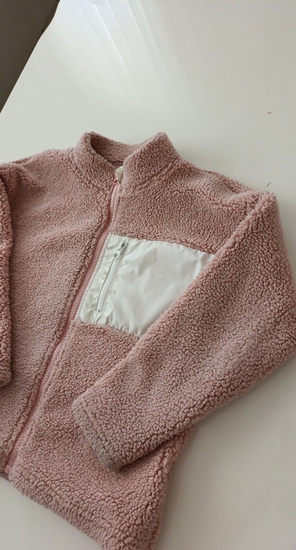 Kız Çocuk Pembe Fermuarlı Polar Ceket - Görsel 3