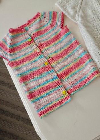 Kız Çocuk Kısa Kollu Örgü Hırkalar - Görsel 2