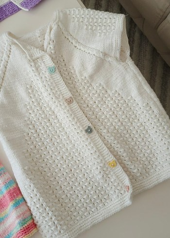 Kız Çocuk Kısa Kollu Örgü Hırkalar - Görsel 5