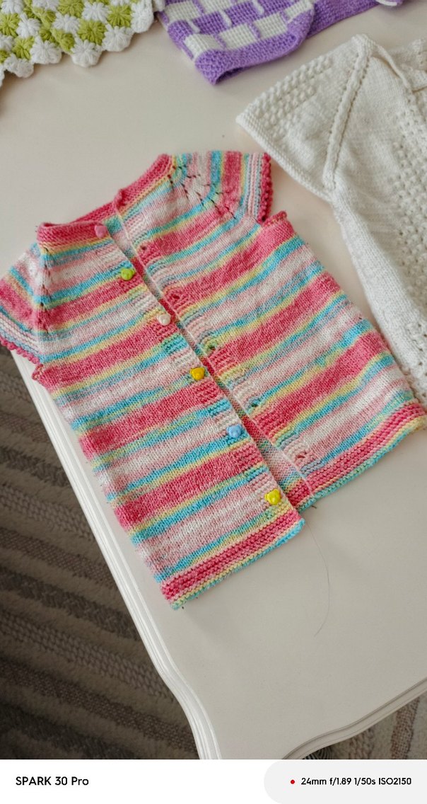 Kız Çocuk Kısa Kollu Örgü Hırkalar - Görsel 2