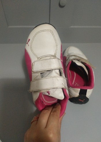 28 Beden pembe Renk Kız Çocuk Pembe Cırt Cırtlı Spor Ayakkabı