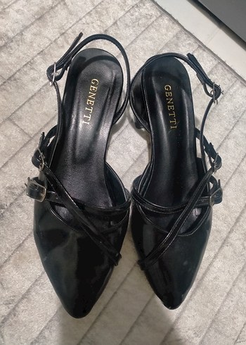 38 Beden siyah Renk Kadın Siyah Rugan Tokalı Stiletto