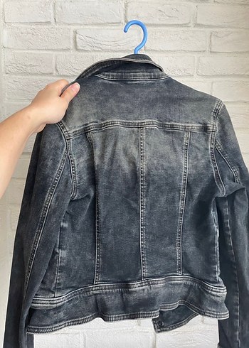 LTB Gri Kadın Biker Denim Ceket