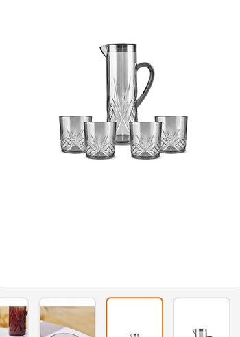 Bordo Desenli Cam Sürahi ve Bardak Seti - Görsel 6