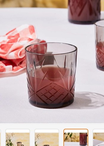 Bordo Desenli Cam Sürahi ve Bardak Seti - Görsel 5