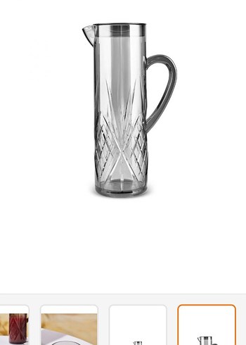 Bordo Desenli Cam Sürahi ve Bardak Seti - Görsel 7