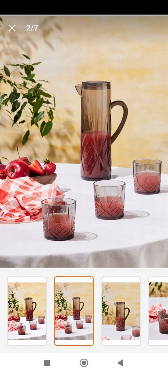 Bordo Desenli Cam Sürahi ve Bardak Seti - Görsel 2