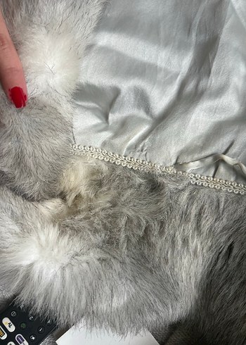 Gri Nakışlı Kadın Kürk yelek - Görsel 3