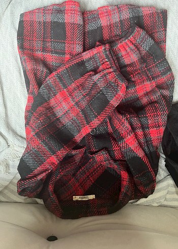 Kırmızı Ekoseli Rahat Kesim Kadın gömlek ceket - Görsel 2